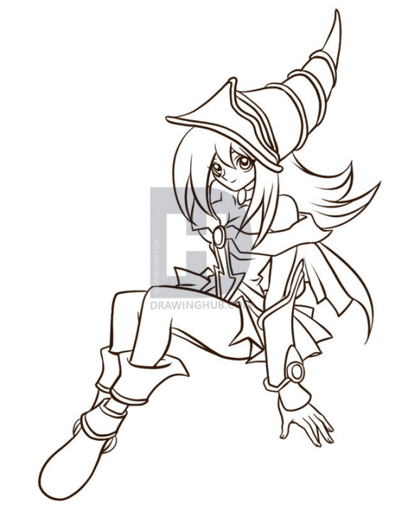 575x720 How To Draw Dark Magician Girl, Step