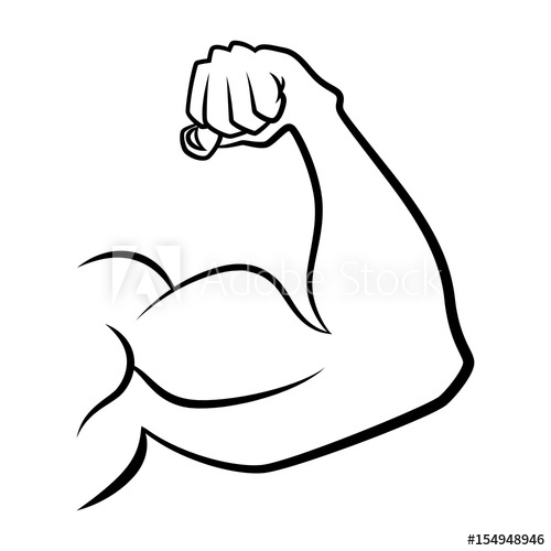 500x500 strong hand with muscles vector handdrawn icon