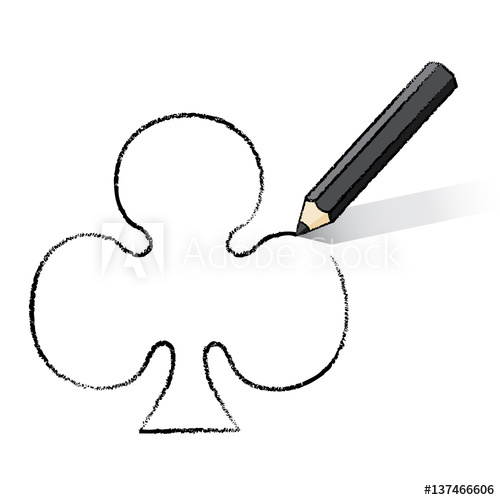 500x500 Black Pencil Drawing Ace Of Clubs Playing Card Icon