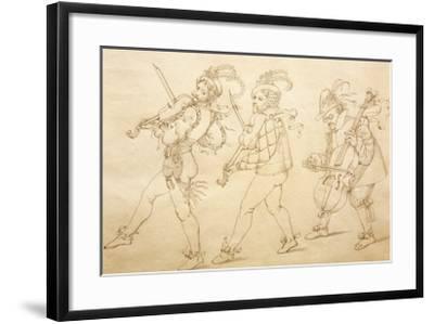 400x299 Band Of Musicians Following Wedding Procession, Pencil Drawing