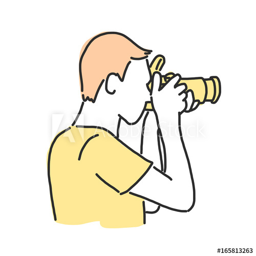 500x500 Photographer In Variety Poses Hand Drawn Line Drawing Vector