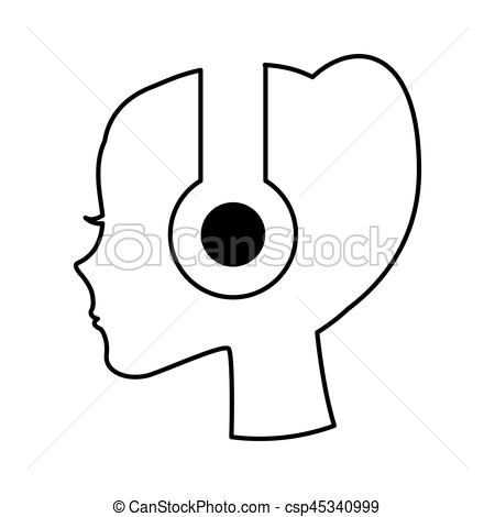 450x470 Human Profile With Earphones Vector Illustration Design