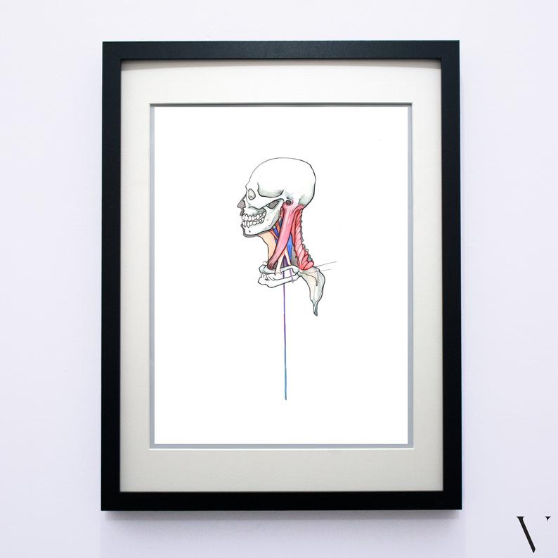 794x794 Profile X Ray Original Colorful Watercolor Drawing Sketch Etsy