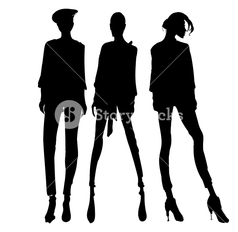 1000x972 Silhouettes Fashion Girls Fashion Illustration Silhouettes