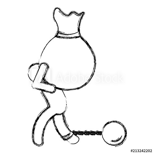 500x500 human silhouette lifting money bag and slave shackle