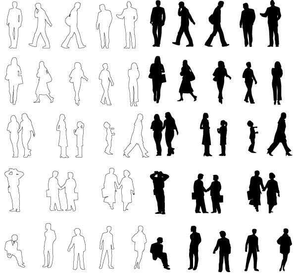 600x565 Architecture People Silhouettes Drawing Silhouettes