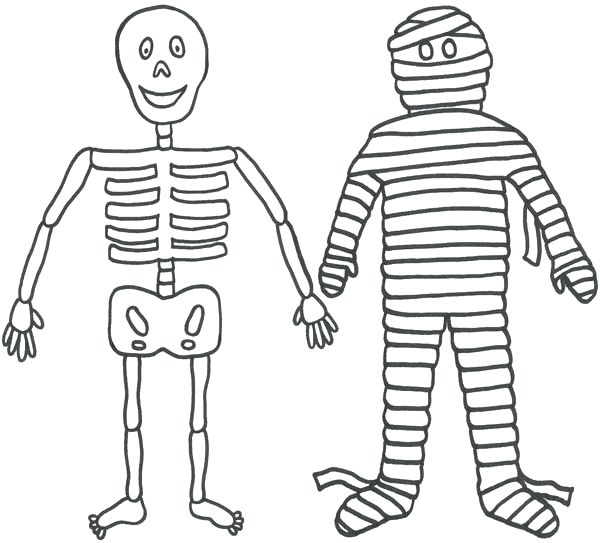 600x543 Skeleton Coloring Pages Skeleton Coloring Sheet Mummy And His