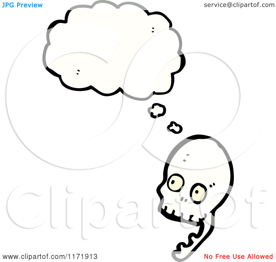 1080x1024 Cartoon Of A Thinking Human Skull