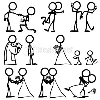 380x380 stickfigures, performing the proposal, the acceptance, the phone