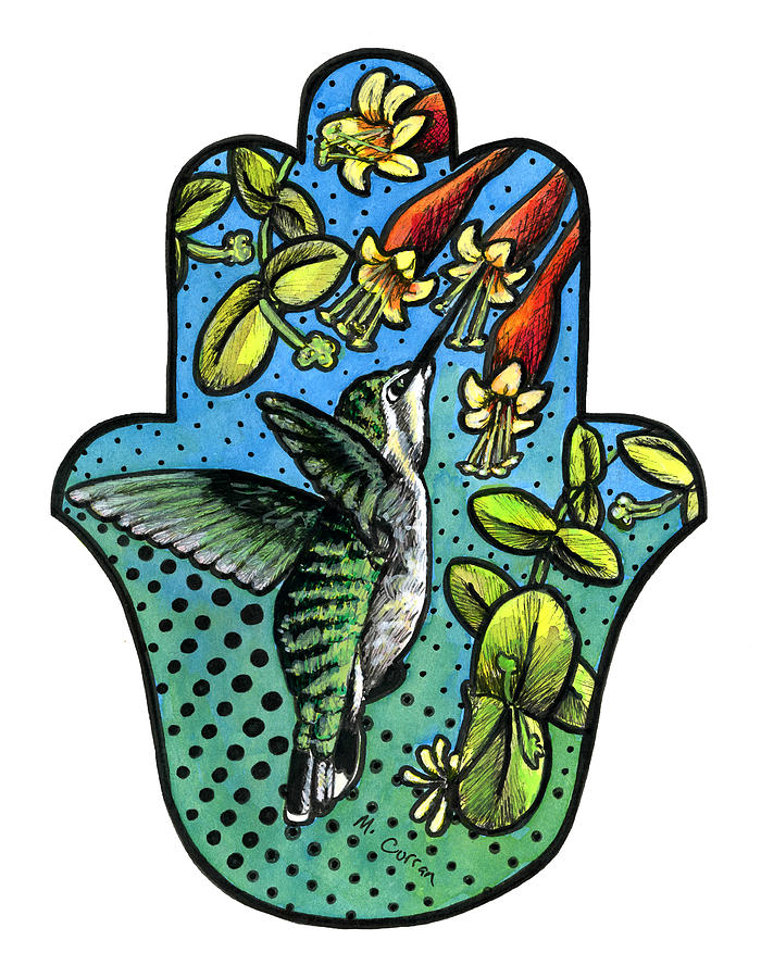 700x900 honeysuckle hummer drawing