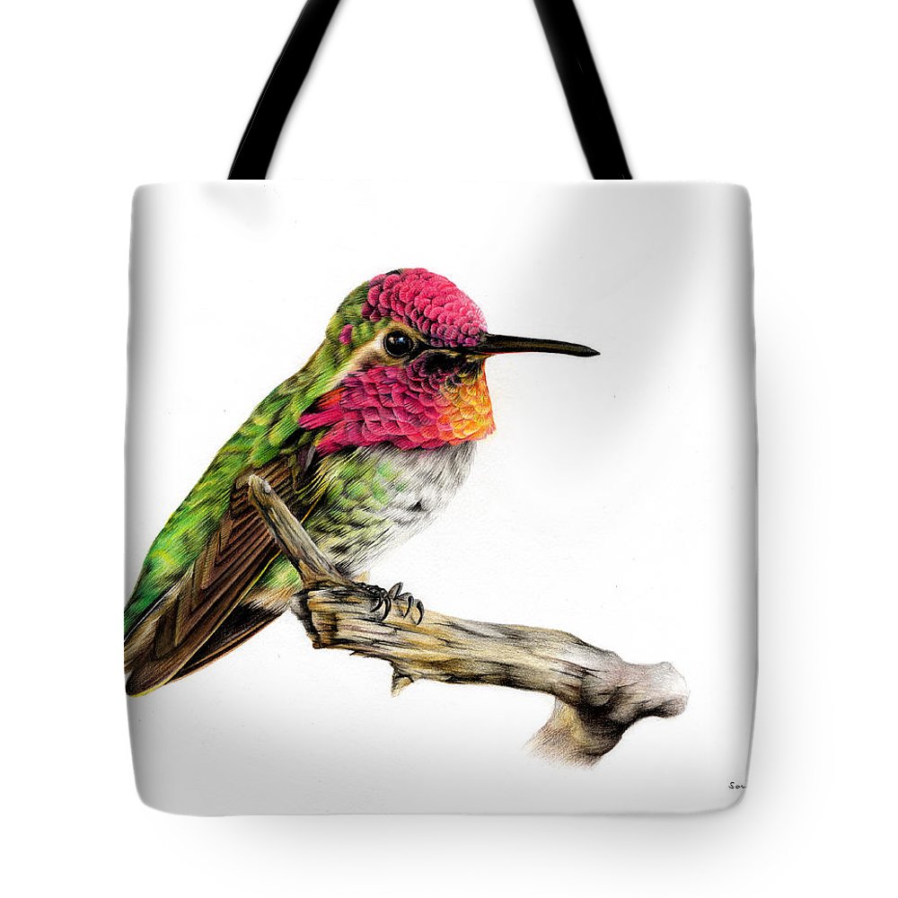 1000x1000 Hummingbird Colour Pencil Drawing Tote Bag For Sale