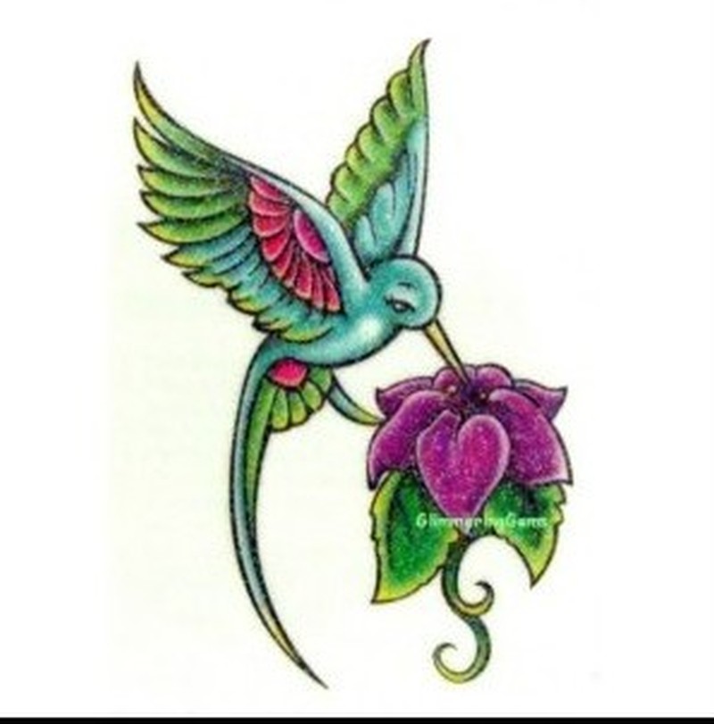 800x811 Flower Hummingbird Tattoo Design