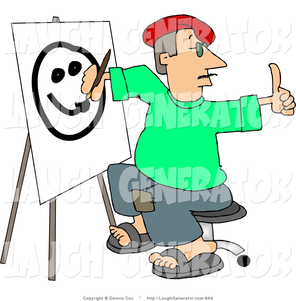 1024x1044 Humorous Clip Art Of A Male Artist Giving A Thumbs Up And Drawing