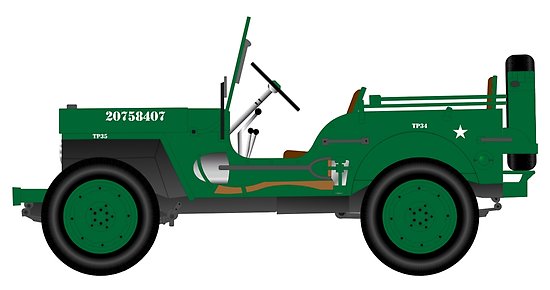 550x290 Jeep Willys, Drawing, Illustration Posters