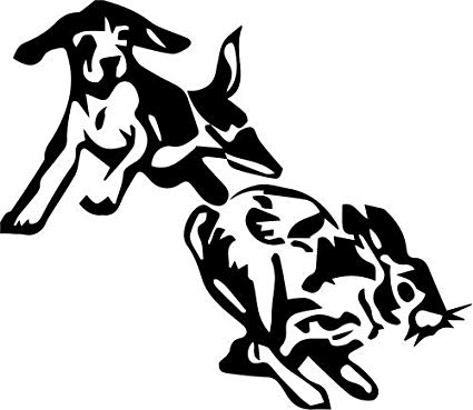 425x369 Dog Rabbit Hunting Vinyl Decal Sticker Bumper Car