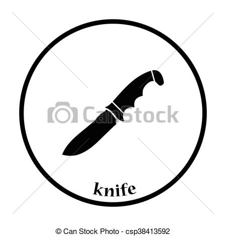 450x470 Hunting Knife Icon Thin Circle Design Vector Illustration