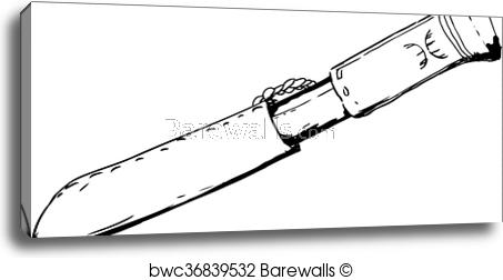453x252 single saami hunting knife outline, canvas print barewalls