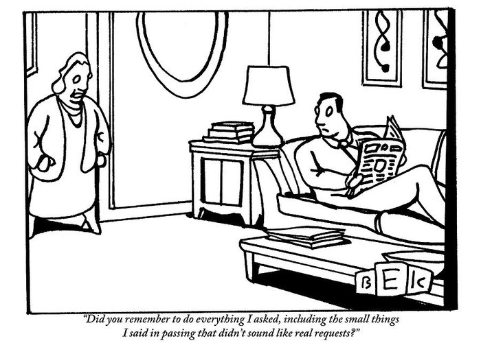 700x500 a wife stands in a doorway addressing her husband greeting card