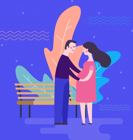 444x468 Pregnant Time Drawing Husband Wife Icon Cartoon Characters Vectors