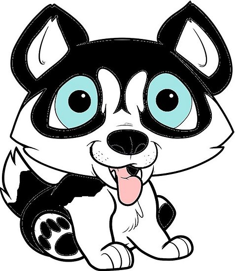 477x550 Siberian Husky Black And White Cartoon Posters
