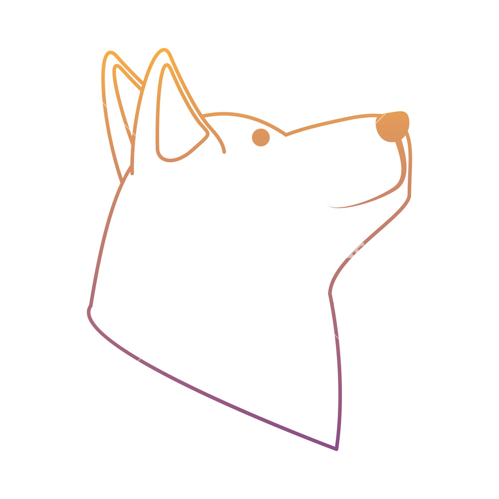 1000x1000 Cute Husky Dog Head Icon Over White Background, Colorful Line