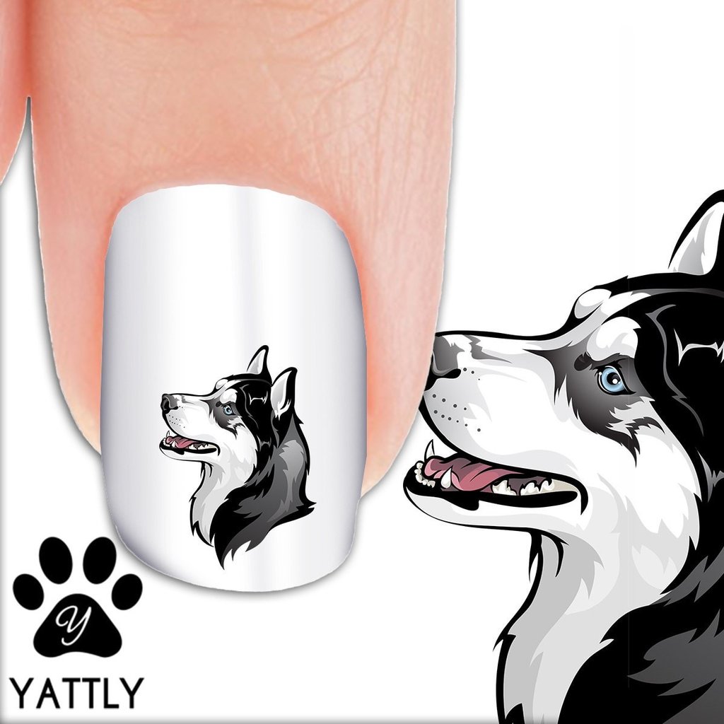 1024x1024 Husky Head Drawing Nail Art Decals