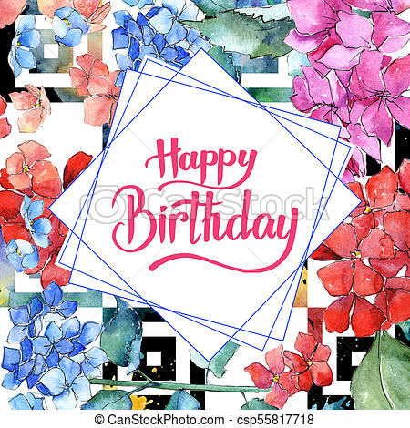 450x470 Wildflower Hydrangea Flower Frame In A Watercolor Style