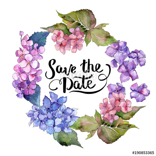 500x500 Wildflower Hydrangea Flower Wreath In A Watercolor Style Full