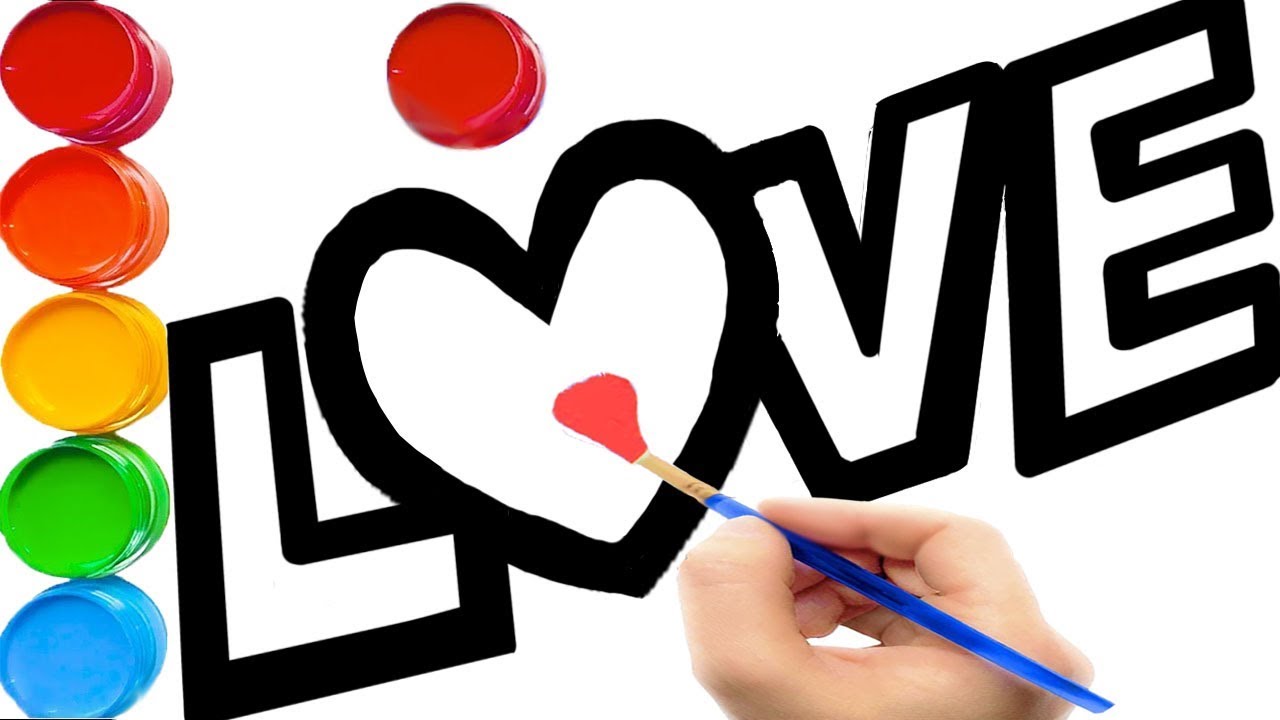 1280x720 Glitter Love Heart Coloring And Drawing Painting Learn Colors