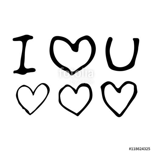 500x500 Doodle I Love You With Heart Icon Drawing Illustration Design
