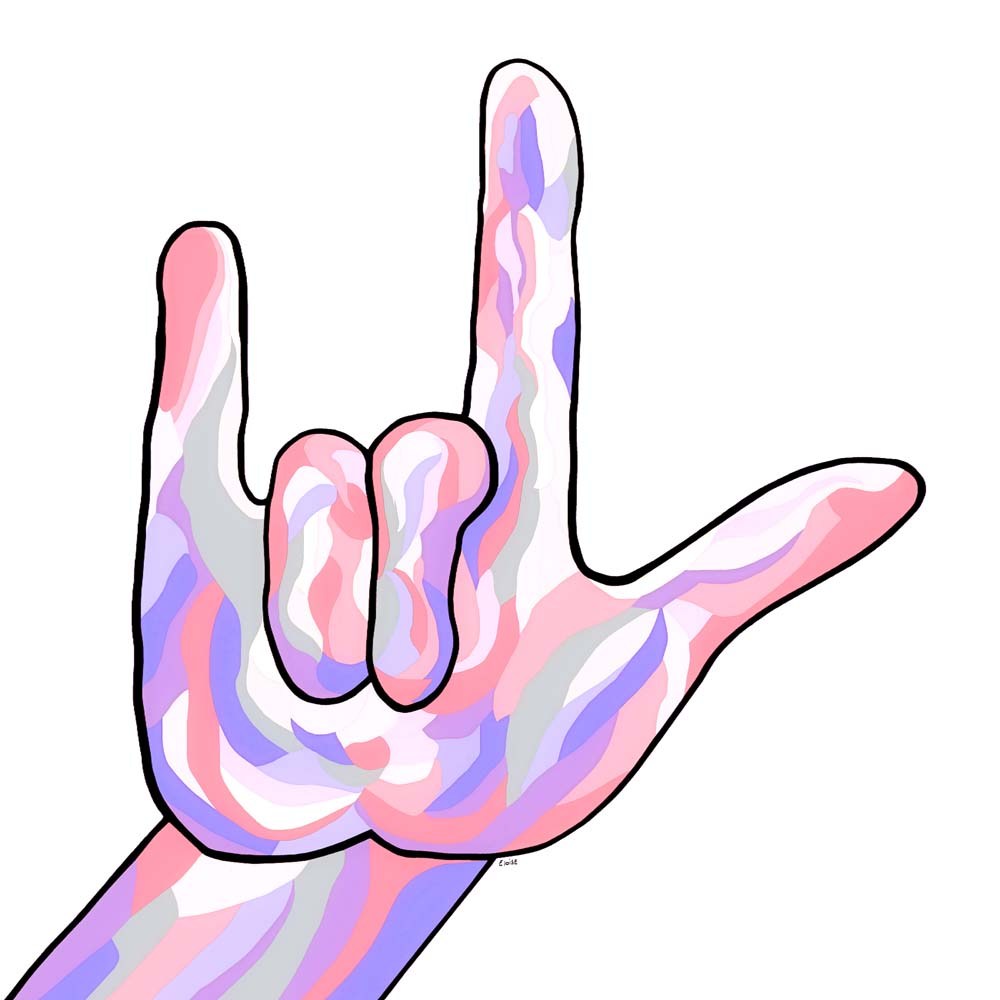 1000x1000 Asl I Love You X American Sign Language Canvas Print