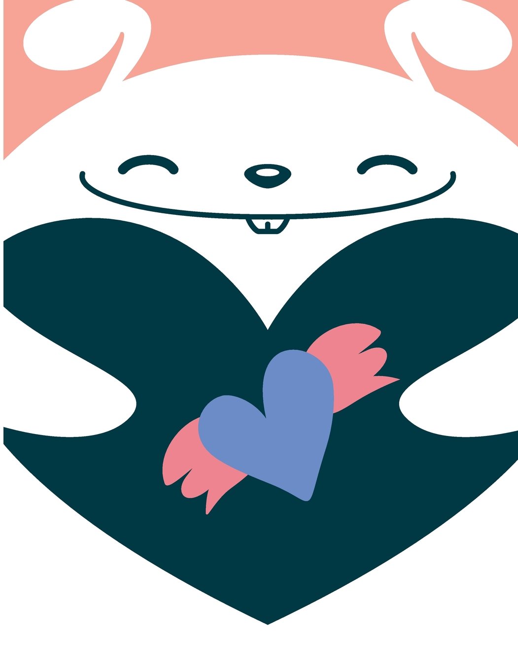 1051x1360 I Love You! White Rabbit In Love On Black Cover This Sketch Pad