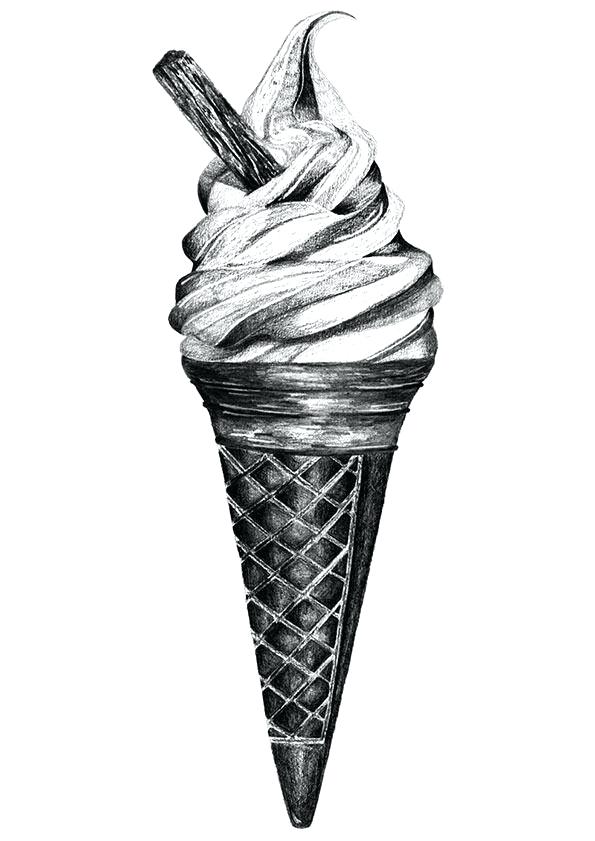 Ice Cream Cone Drawing Black And White | Free download on ClipArtMag