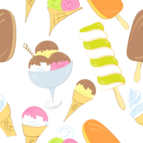 500x500 Hand Drawing Ice Cream Seamless Pattern Vector Free Vector