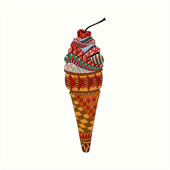 550x550 Ice Cream Drawing Art Prints