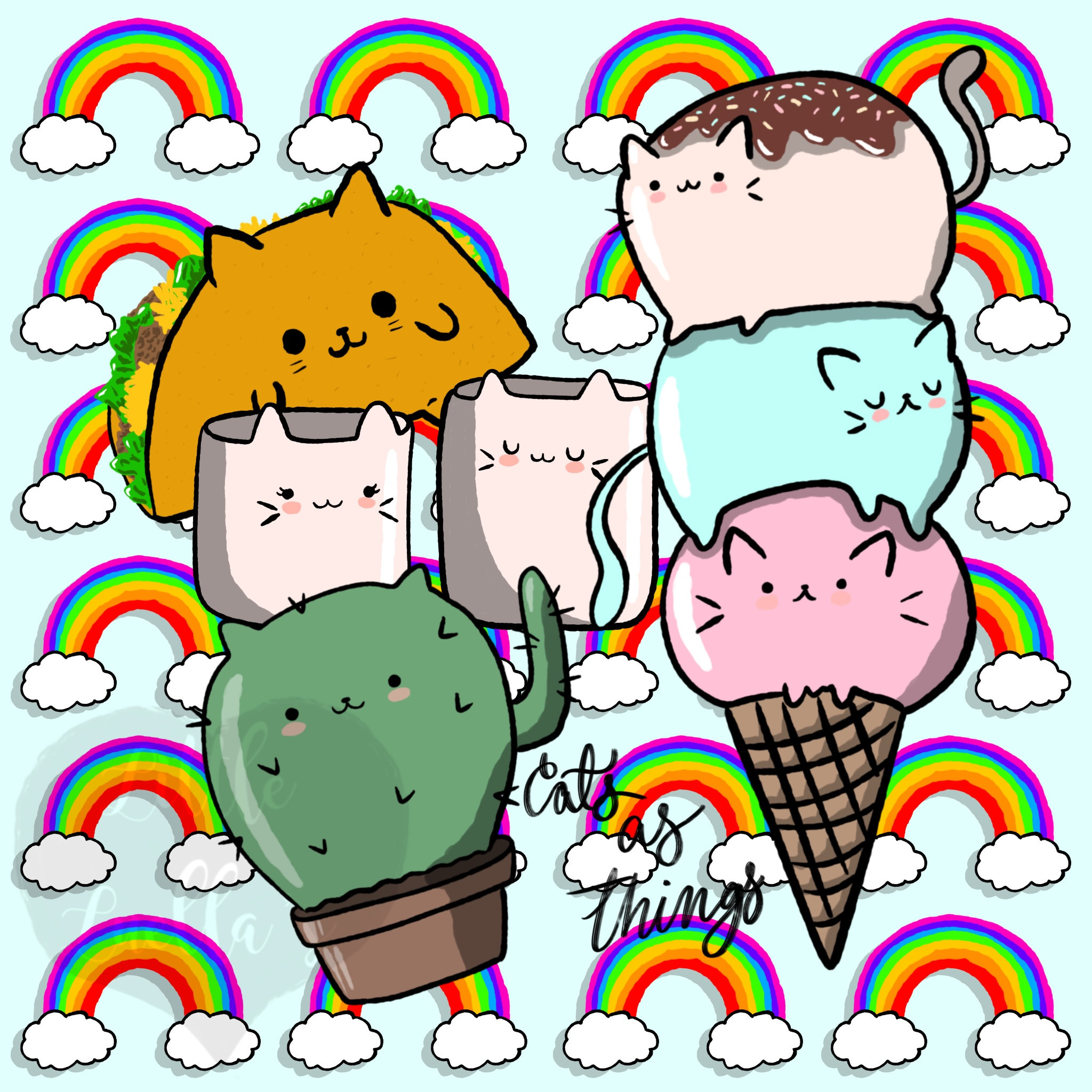 2048x2048 Cat Clipart Kitten Clipart Ice Cream Clipart Cartoon Etsy