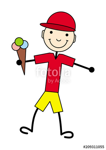 354x500 A Cartoon Boy In A Red T Shirt With Ice Cream Schematic Vector