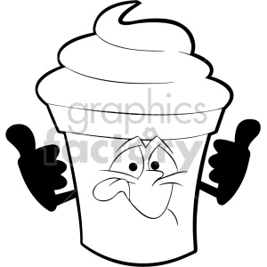 300x300 Black And White Cartoon Ice Cream Mascot Character Clipart Royalty