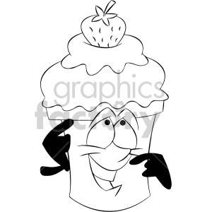 300x300 Black And White Cartoon Ice Cream Mascot Character