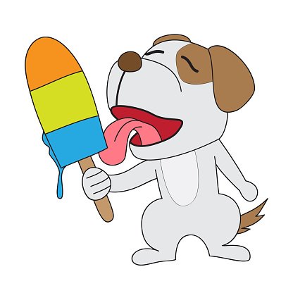 416x416 cartoon drawing dog lick ice cream premium clipart