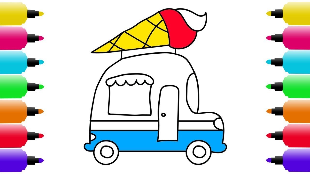 1280x720 How To Draw Ice Cream Truck Coloring Pages Ice Cream, Art Colors