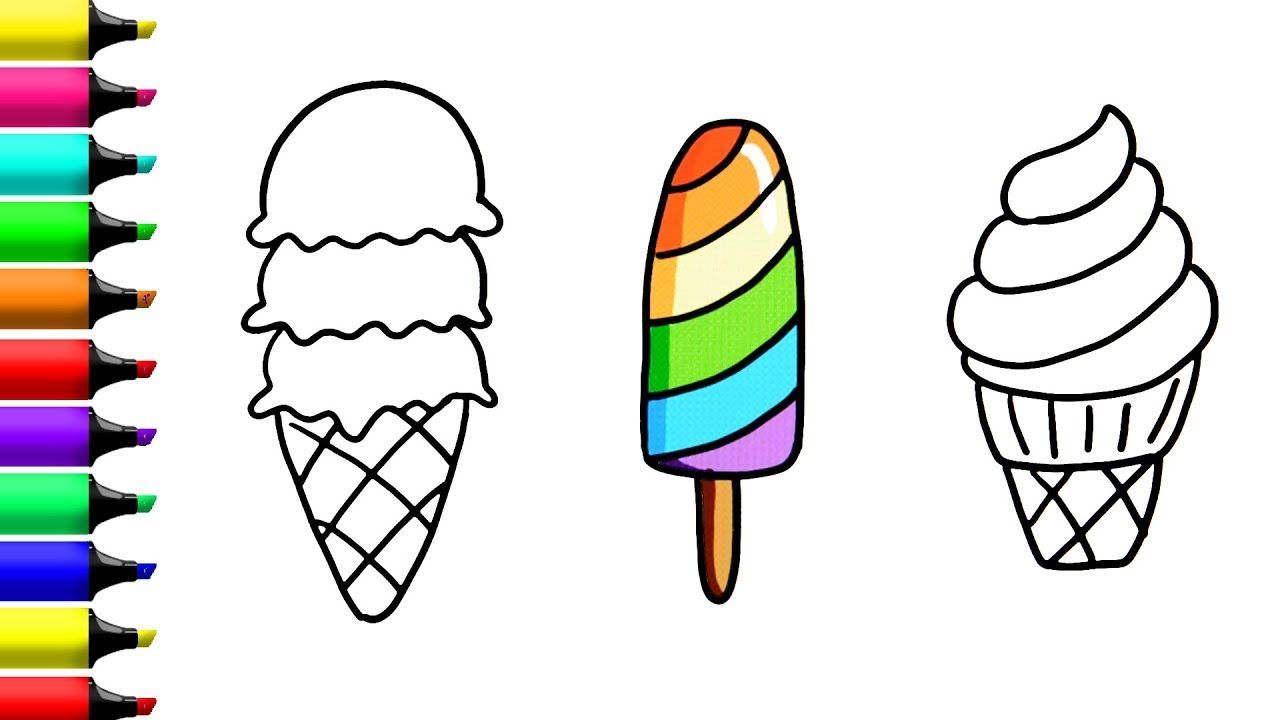 1280x720 Ice Cream Coloring And Drawing For Kids, Toddlers Its Kids Zone