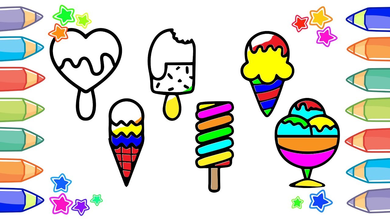 1280x720 Ice Cream Drawing And Coloring With Little Drop Learn Colors