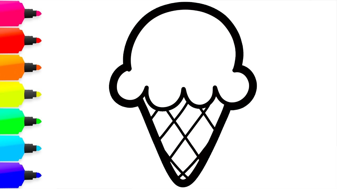 1280x720 Coloring Ice Cream Painting For Toddlers And Drawing For Kids