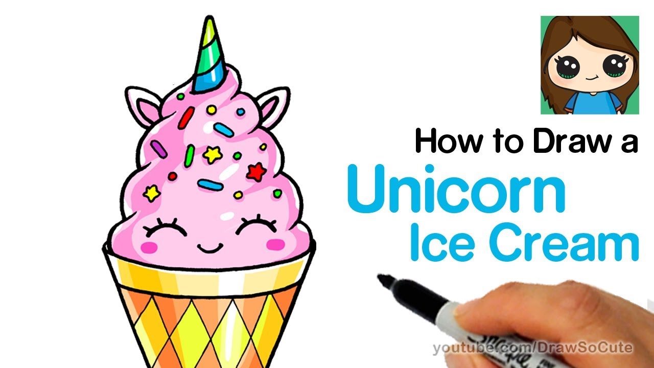1280x720 How To Draw A Unicorn Ice Cream Easy And Cute