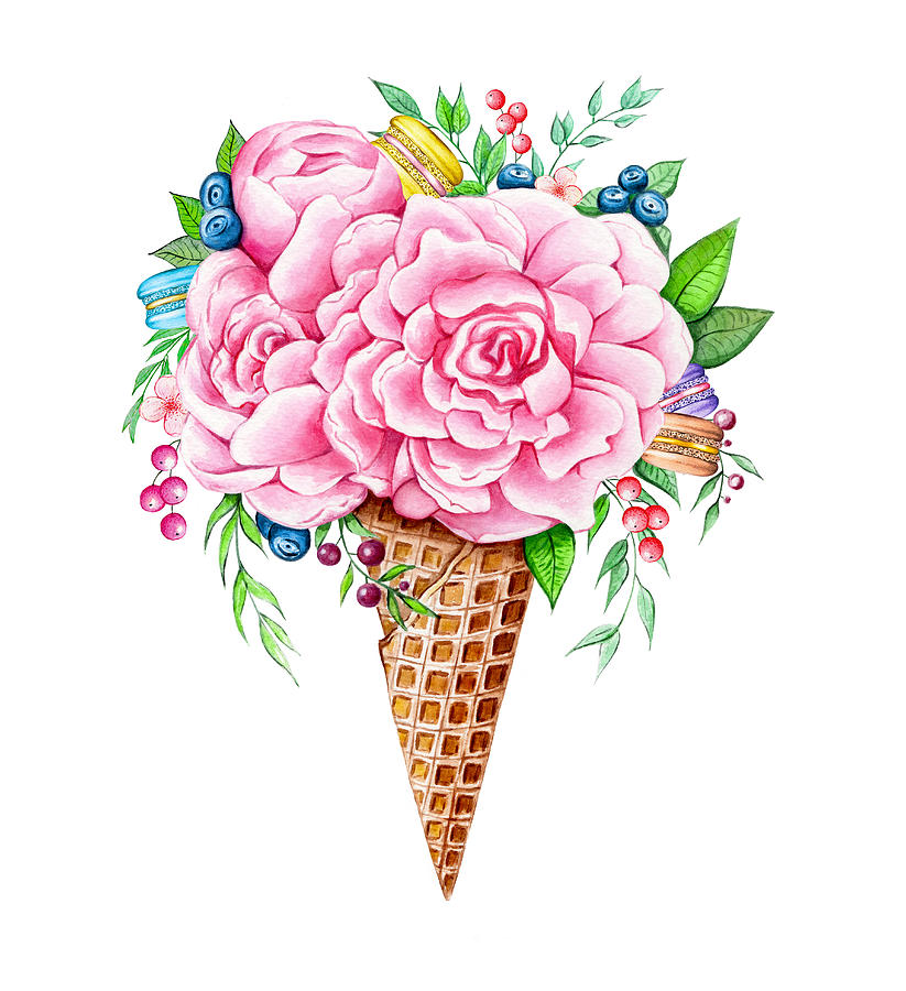 823x900 Ice Cream Flowers Cone