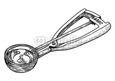 400x284 Ice Cream Scoop Spoon Illustration, Drawing, Engraving, Line Art