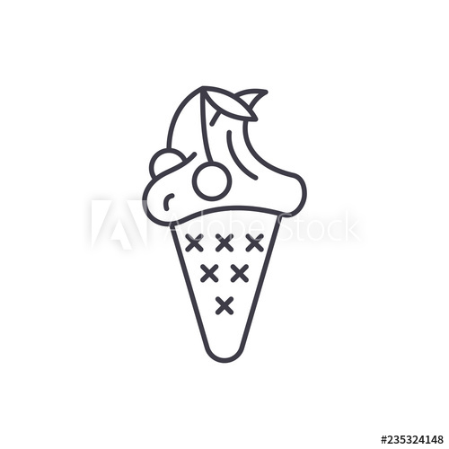 500x500 Cherry Ice Cream Line Icon Concept Cherry Ice Cream Vector Linear
