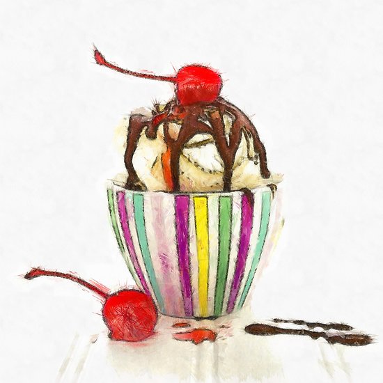 550x550 Ice Cream Sundae Pencil Posters
