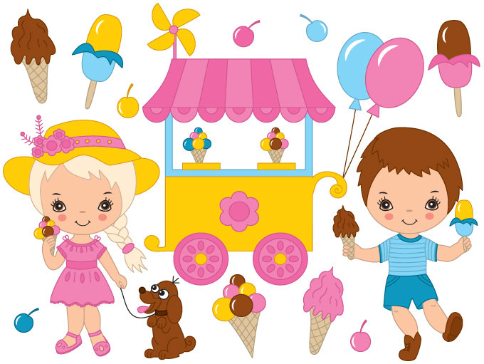 680x511 Ice Cream Kids Clipart Digital Vector Boys Girls Dessert Etsy